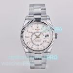 ES Factory Swiss Replica Rolex Sky-Dweller World Timer 904L Stainless Steel White Dial Watch 